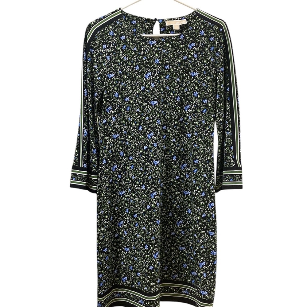 Michael Kors Women’s Black Floral Shift Dress Size S 3/4 Sleeves Boho Casual